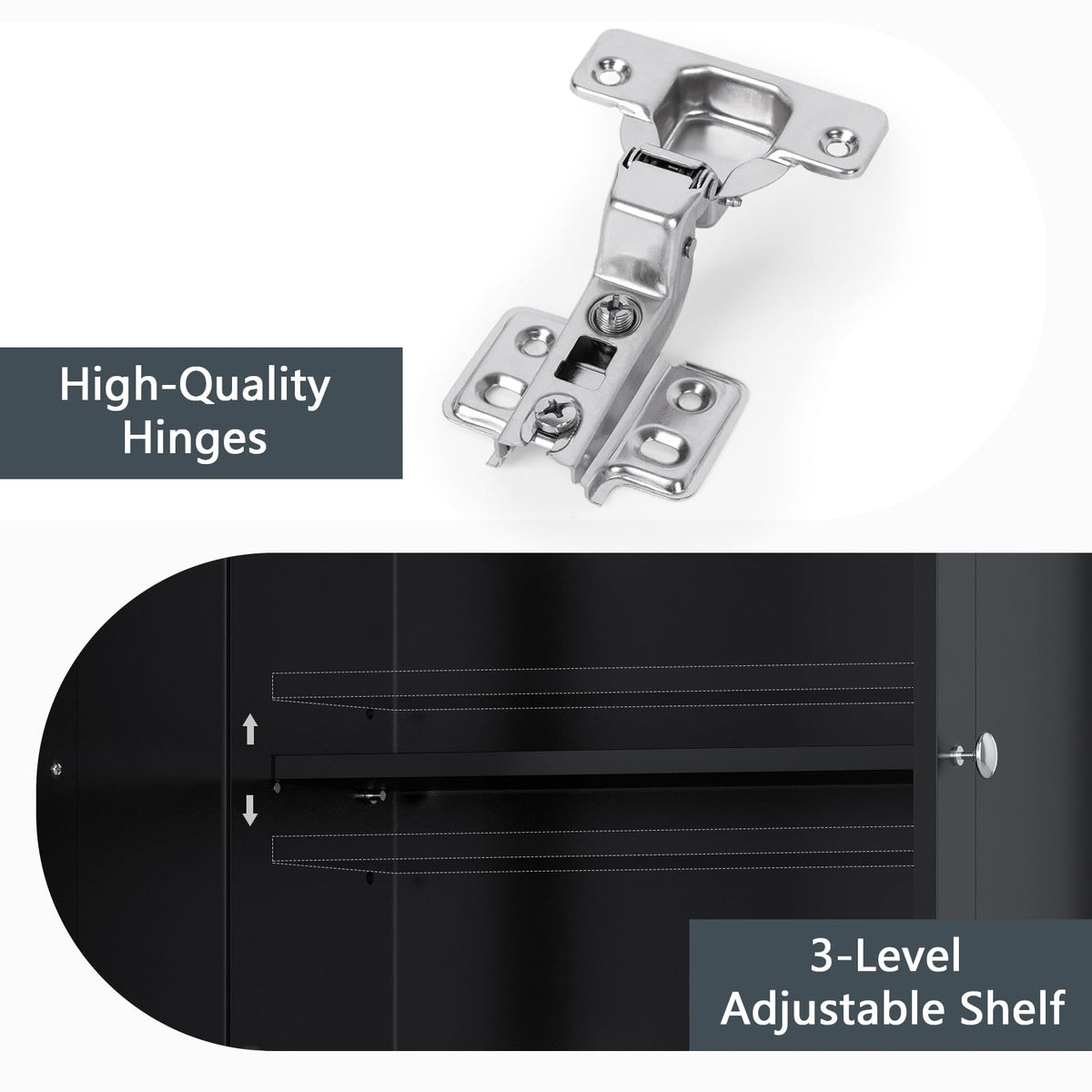 Over The Toilet Storage Cabinet with Adjustable Shelf and Double Door, Black B237679