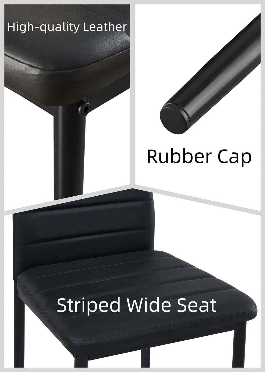 Black PU Dining Chairs Set of 4 Metal Legs I671095