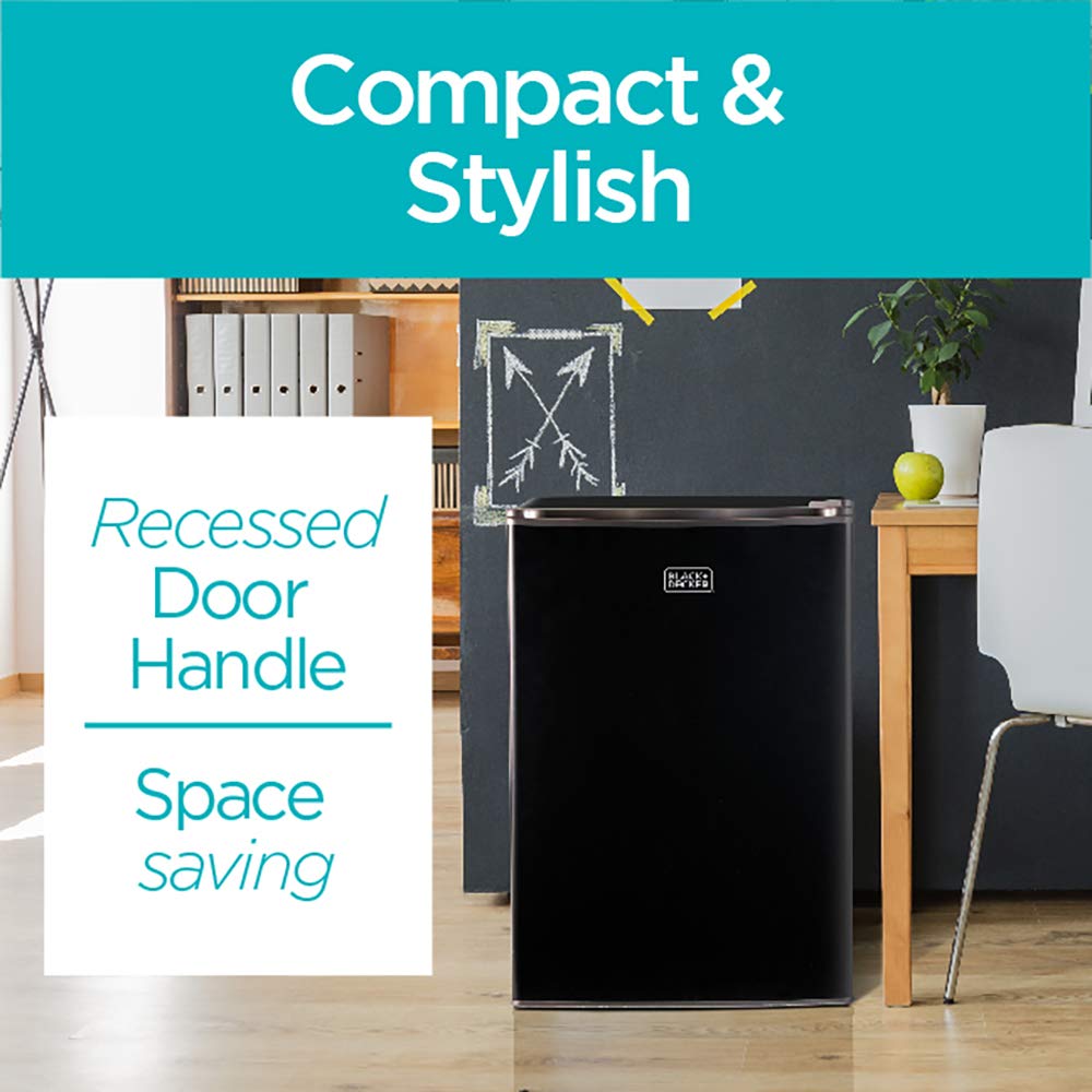 Compact Single Door Mini Fridge with Freezer, 2.5 Cubic Feet, Black & Single Serve K-Cup Pod Coffee Maker, Black Y773