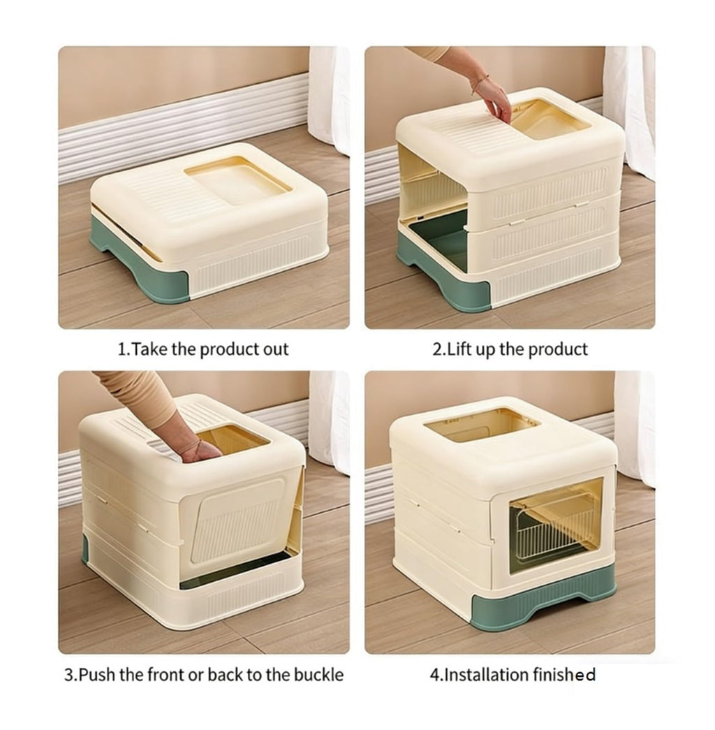 Fully Enclosed Cat Litter Box with Lid and Drawer Z79471