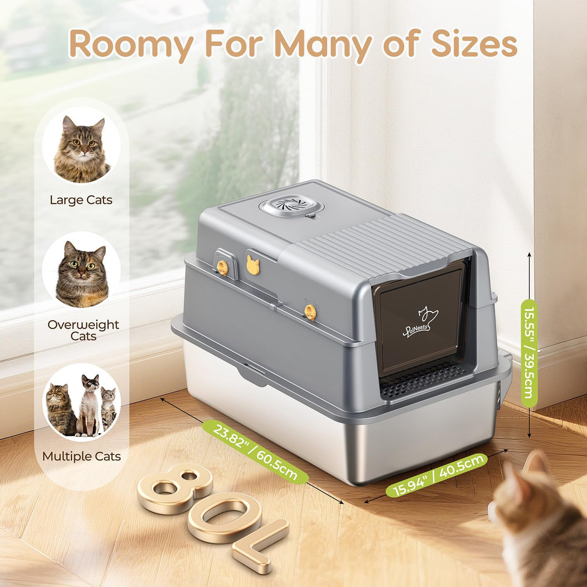 Stainless Steel Litter Box with Lid P787