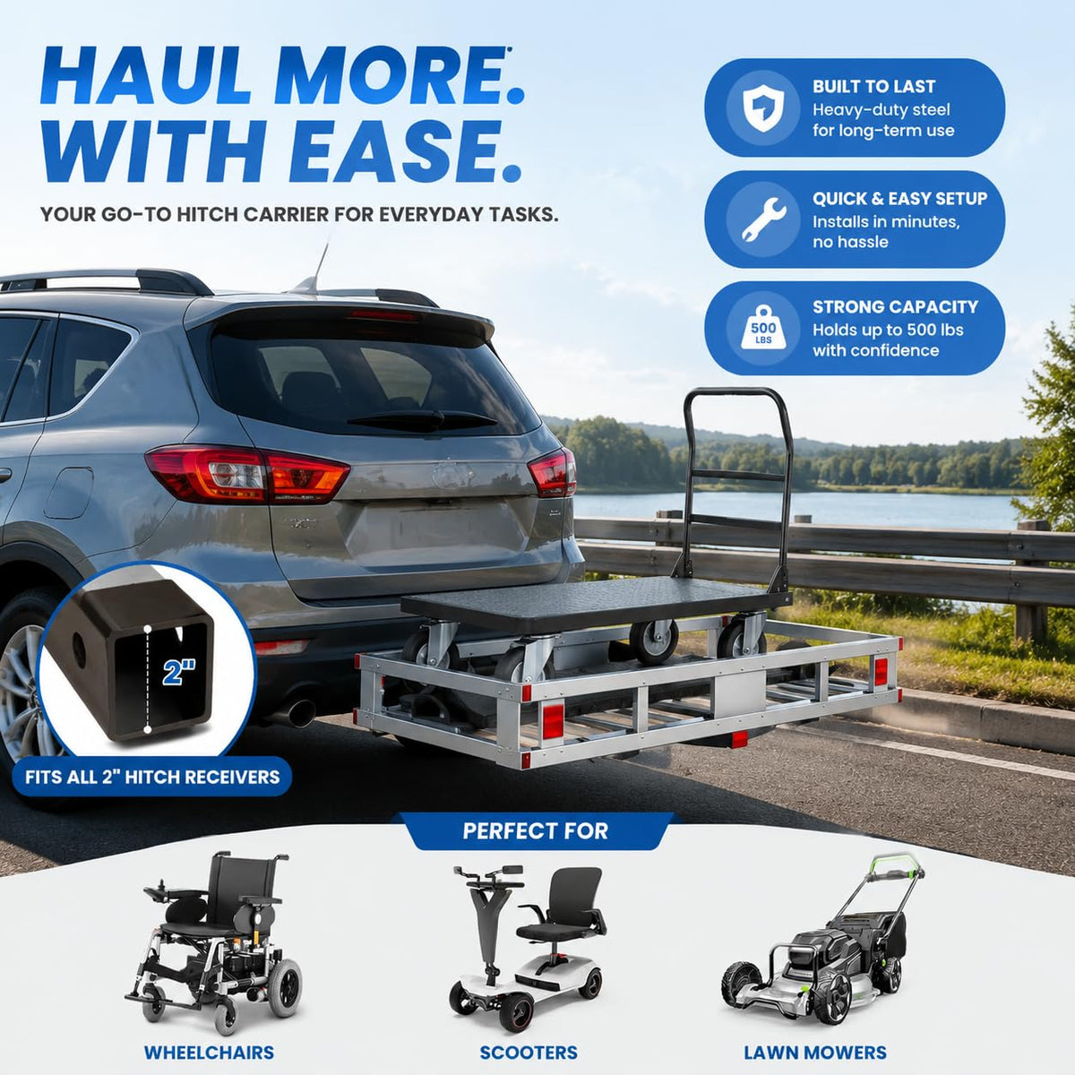 Aluminum Hitch Cargo Carrier with Ramp L794