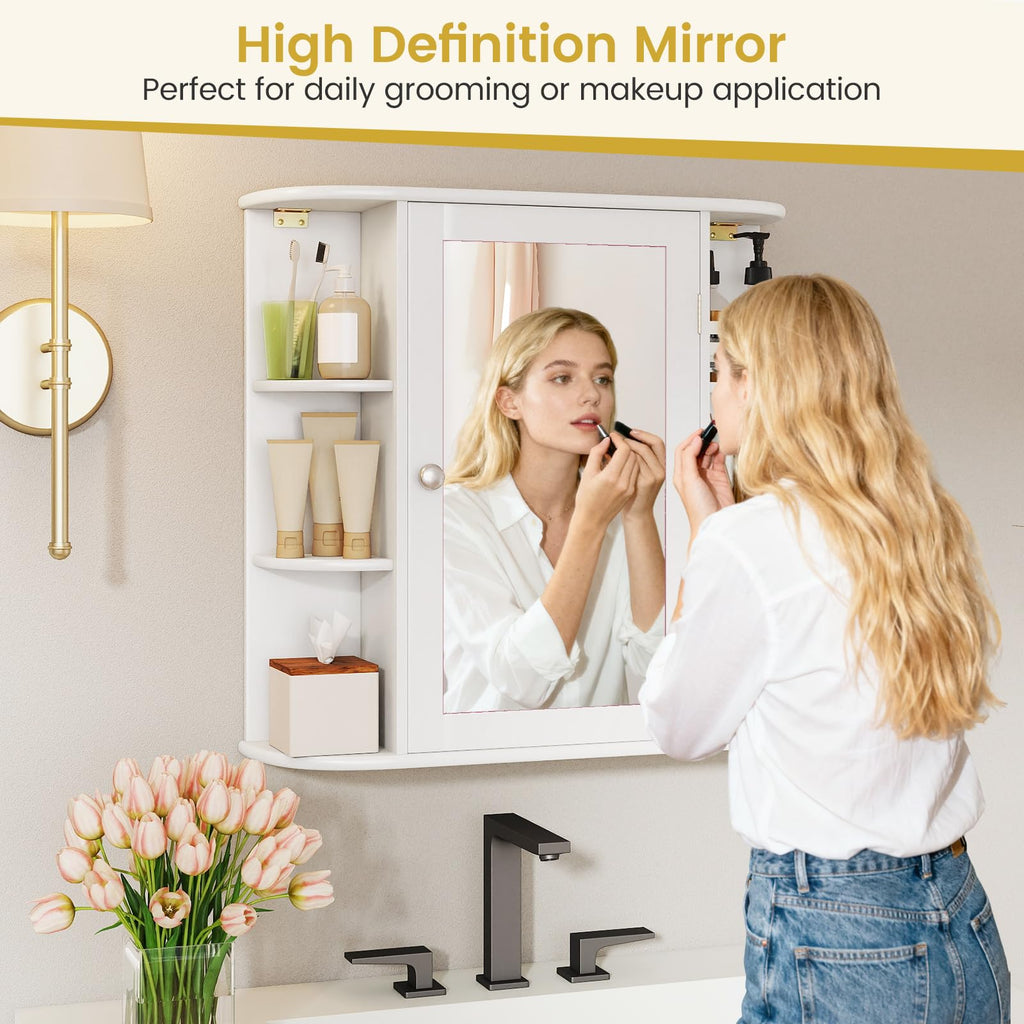 White Wall Mounted Medicine Cabinet with Mirror Z90814