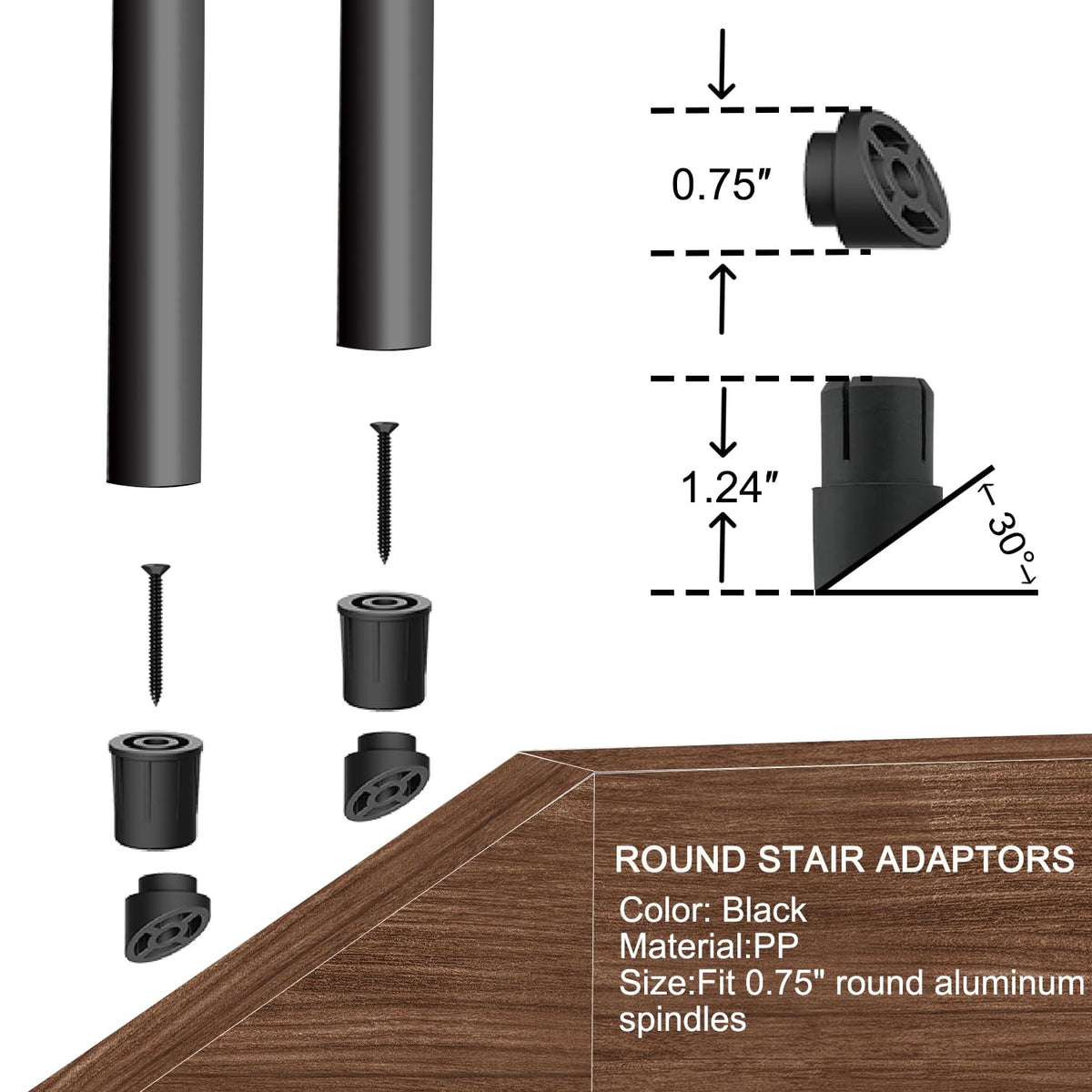 105 Pack 26" Black Aluminum Deck Balusters B2368