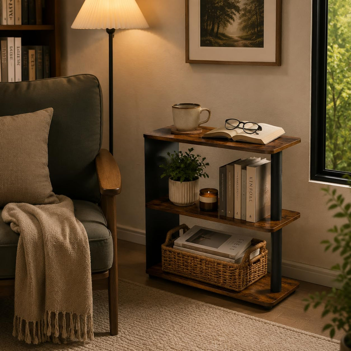3-Tier Narrow Industrial End Table K9474