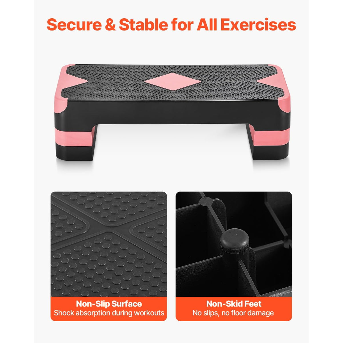 Adjustable Non Slip Aerobic Step Platform with 4 Risers Q8734