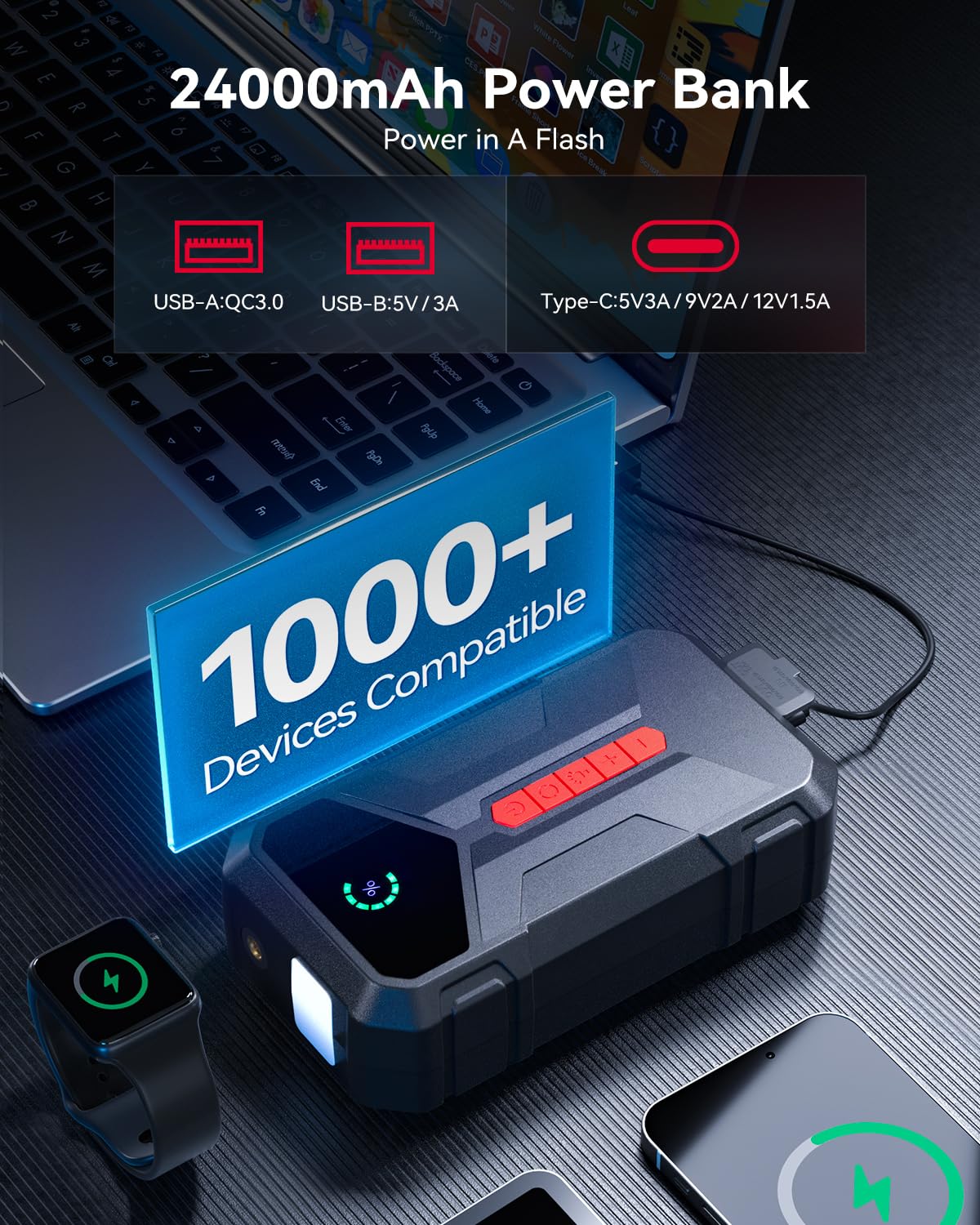 4000A Jump Starter with 150PSI Air Compressor J275