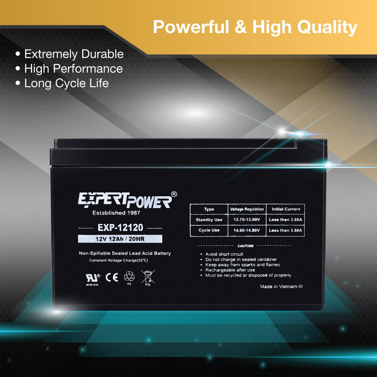 12V 12Ah Rechargeable Sealed Lead Acid AGM Battery with F2 Terminals Q85643