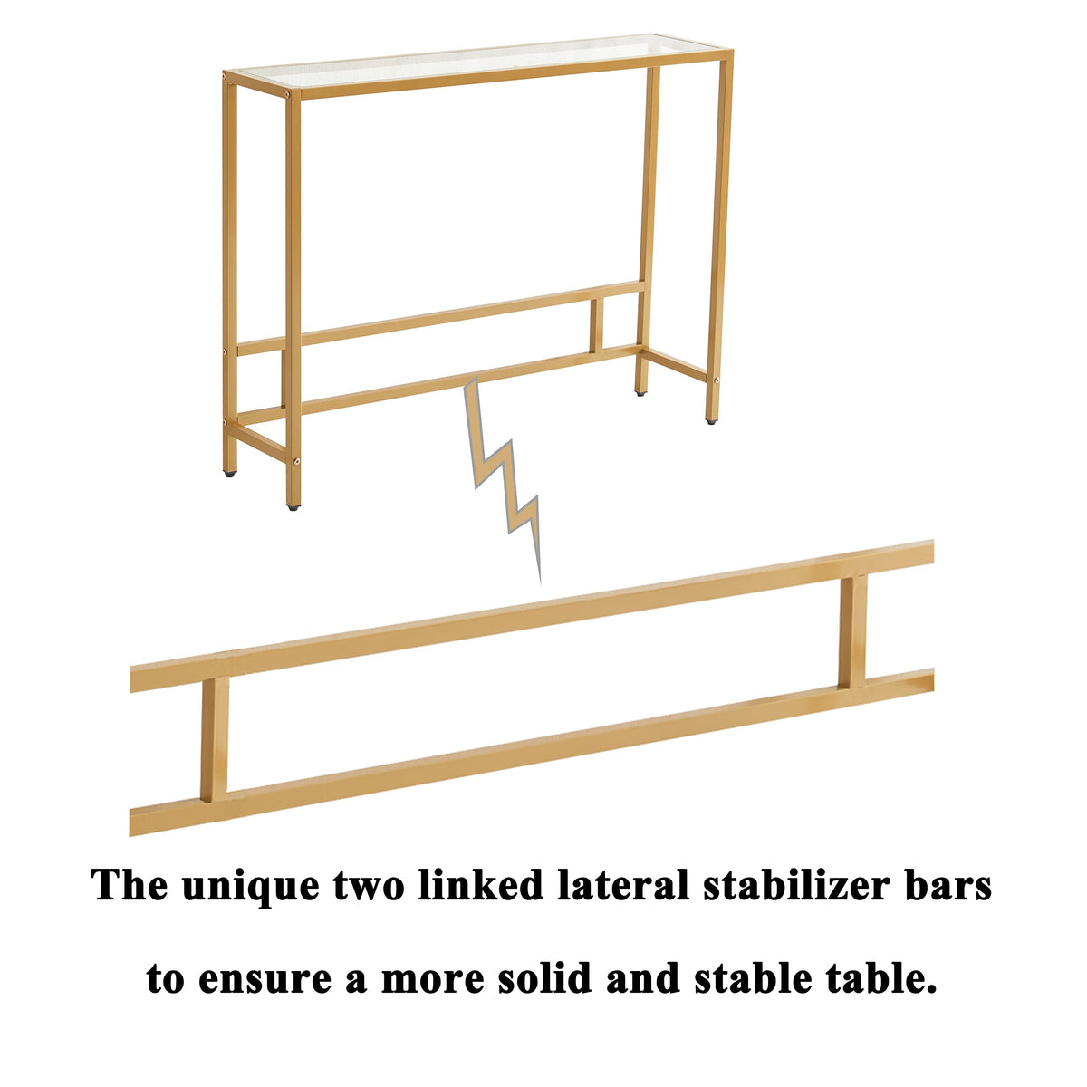 Small Modern Console Table Tempered Glass Metal Frame W95570