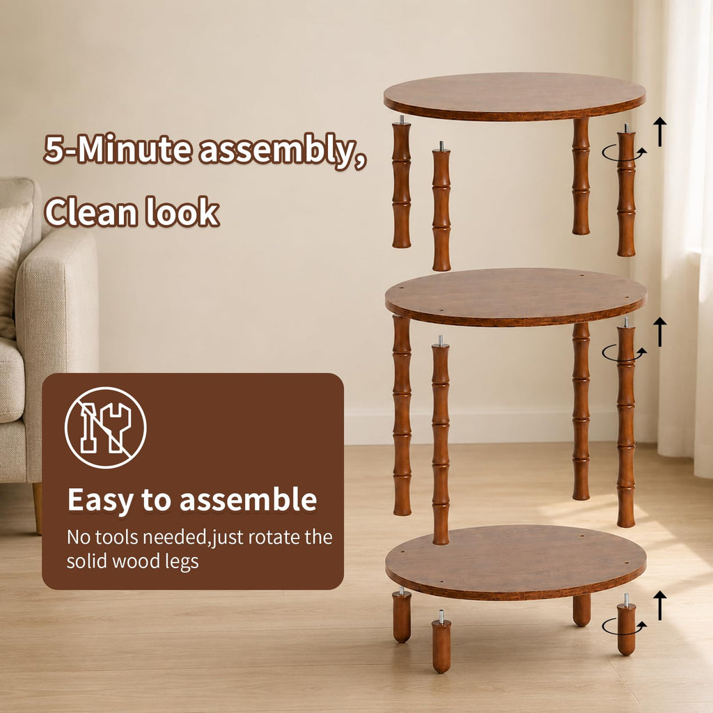 Brown 3-Tier Oval Side Table X655228