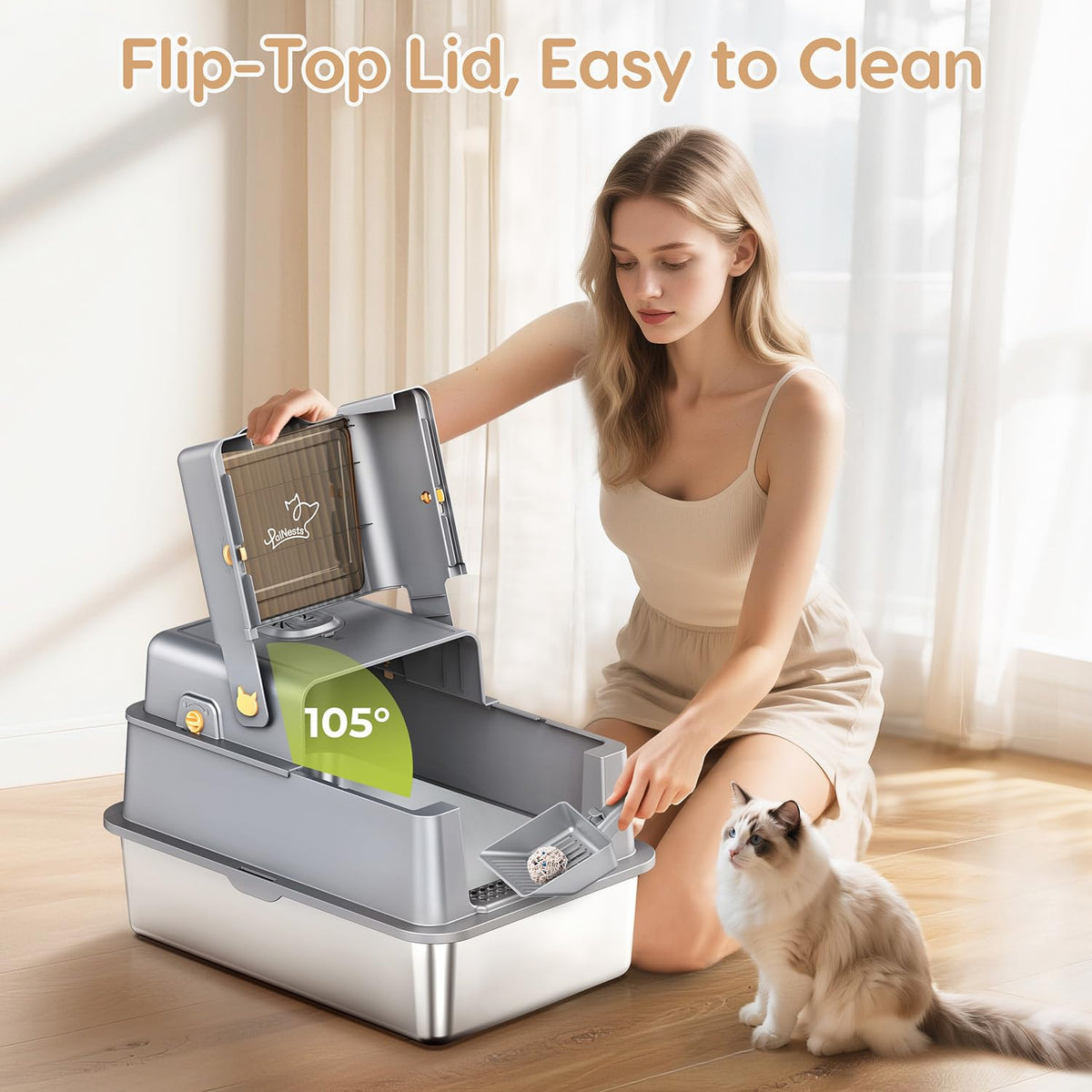 Stainless Steel Litter Box with Lid P787
