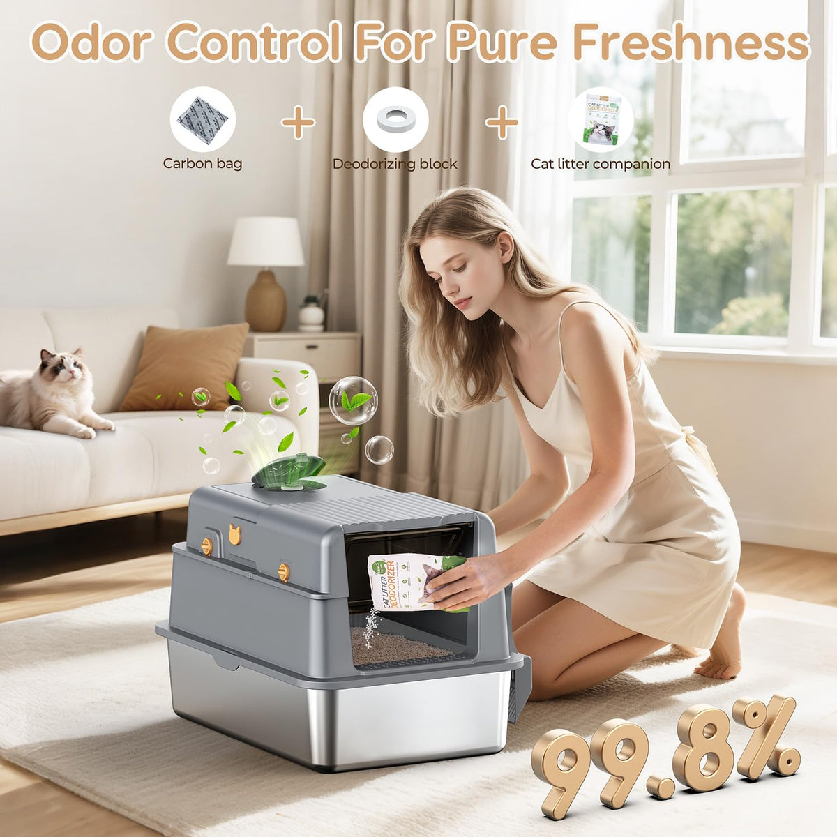 Stainless Steel Litter Box with Lid P787