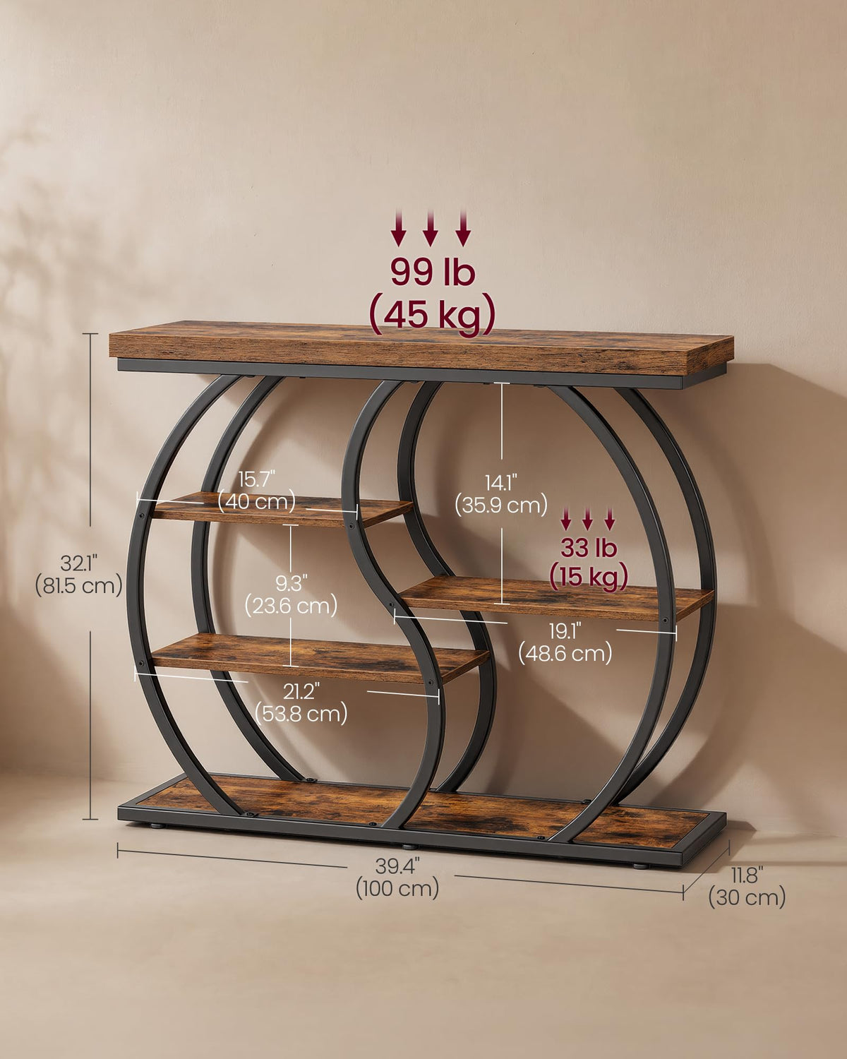 39.4 Inchs 5-Tier Narrow Console Table B7142