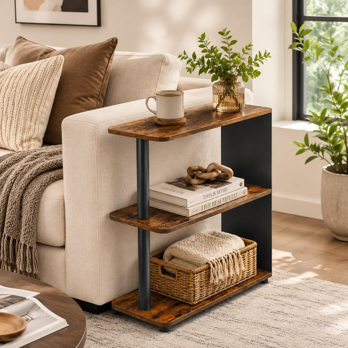 3-Tier Narrow Industrial End Table K9474