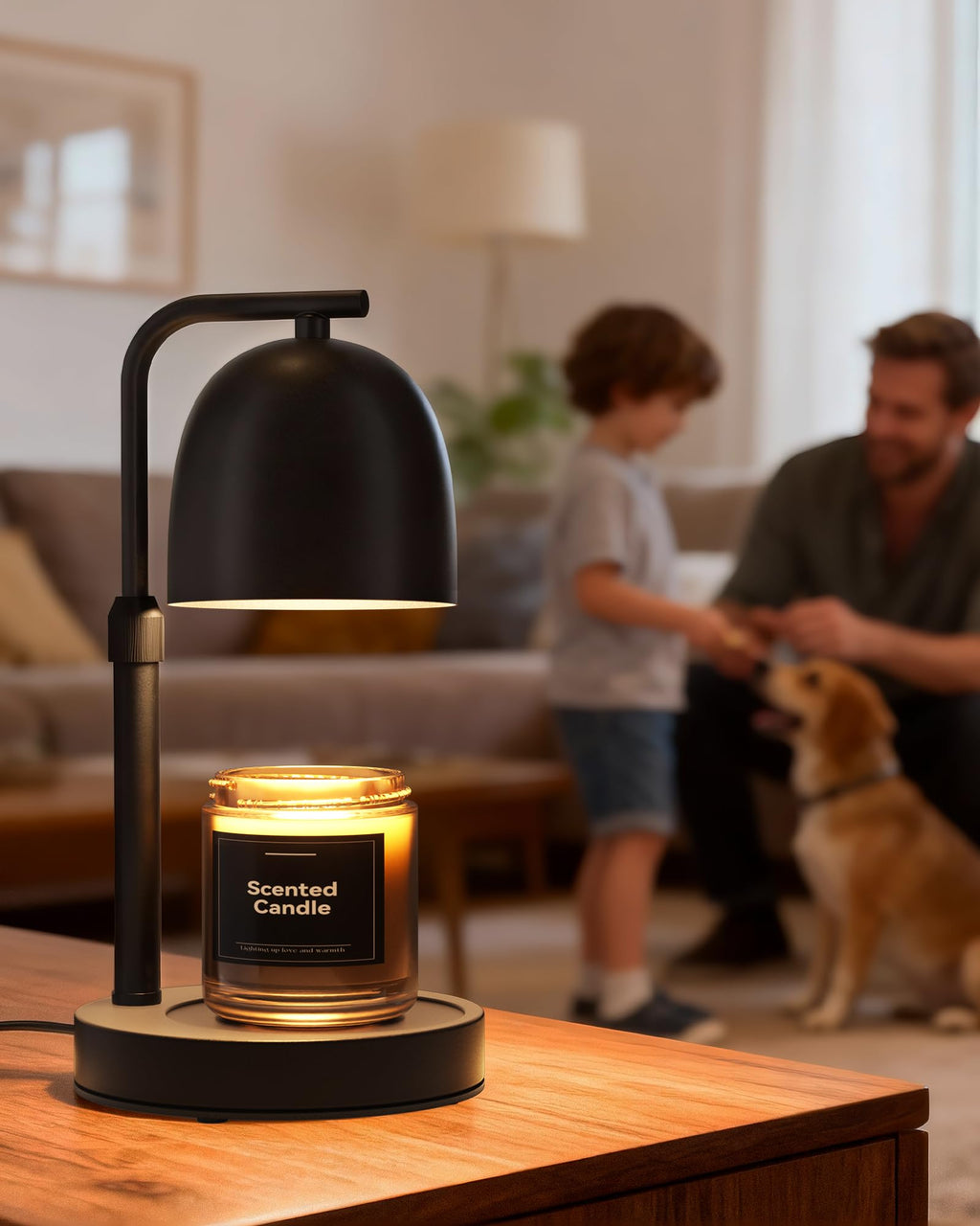Black Adjustable Height Dimmable Candle Warmer Lamp with Timer U721809