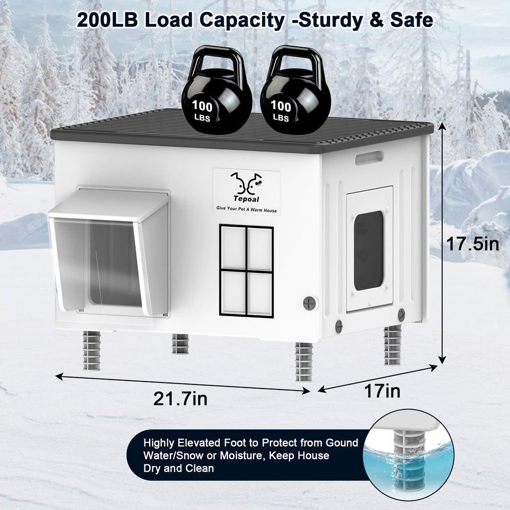 Large 100% Weatherproof Heated Outdoor Cat House with Escape Door R1105