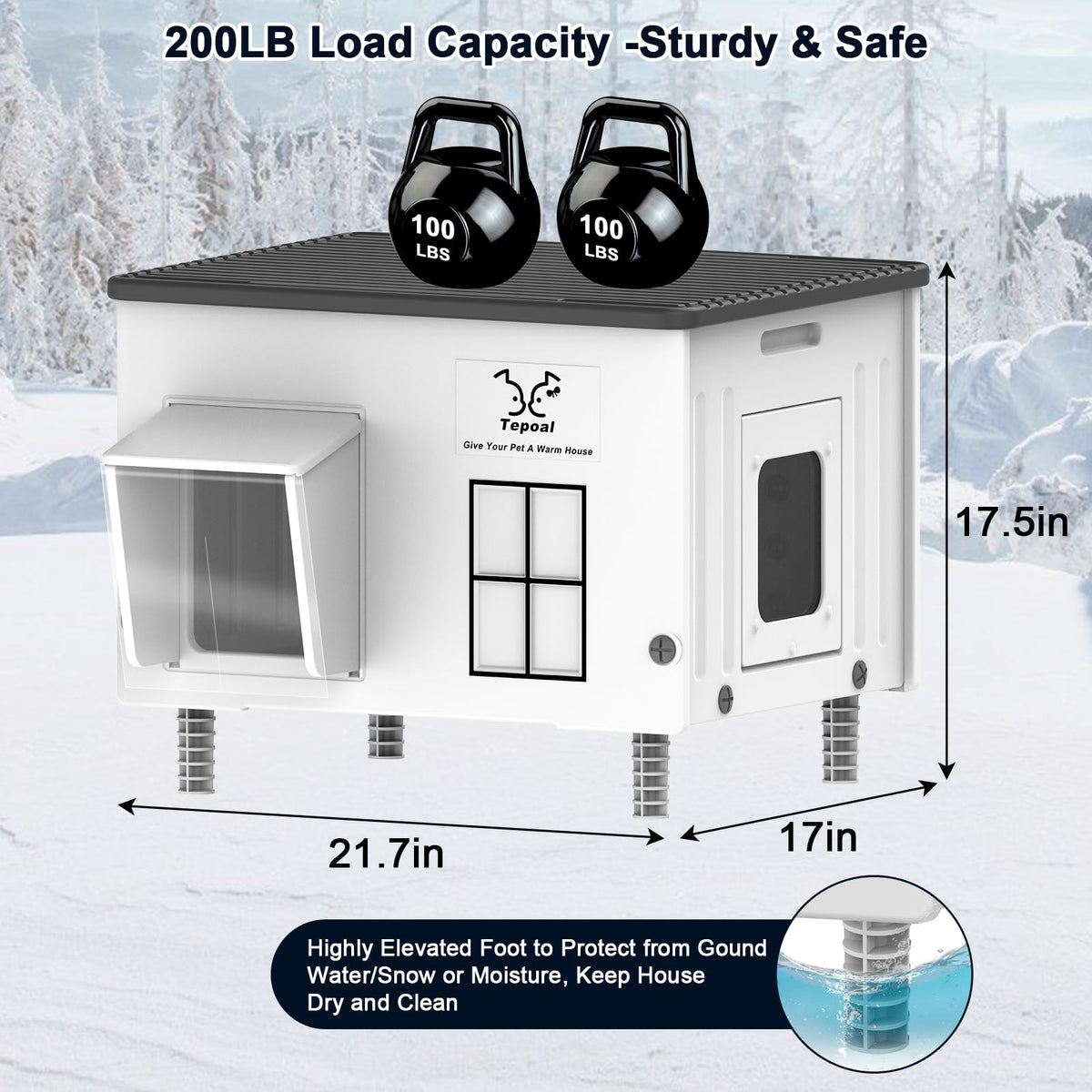 Large 100% Weatherproof Heated Outdoor Cat House with Escape Door R1105