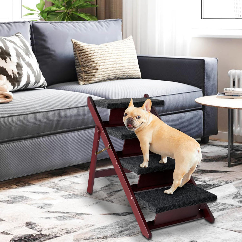 Foldable 4 Steps Wooden Dog Stairs N30190