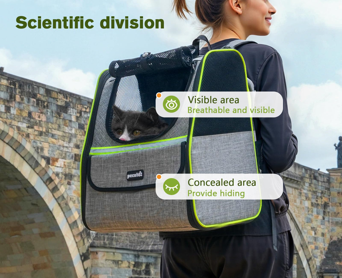 Expandable Cat Backpack Carrier with Ventilated Mesh, Grey C86885