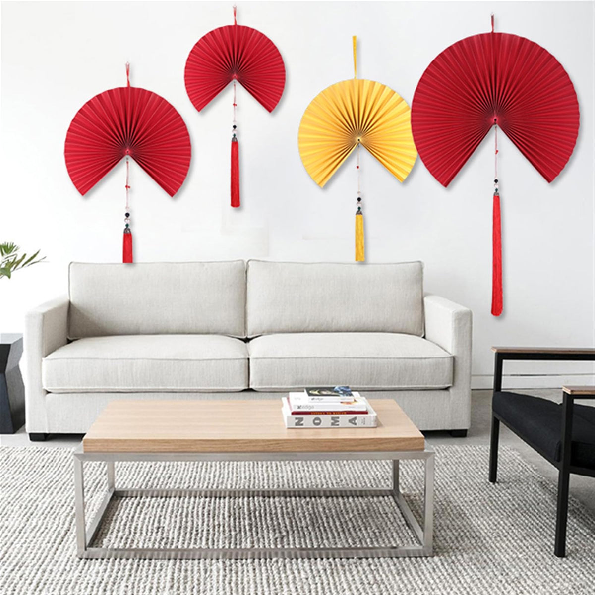 Handmade Hanging Folding Paper Fan Green 32'' N5332