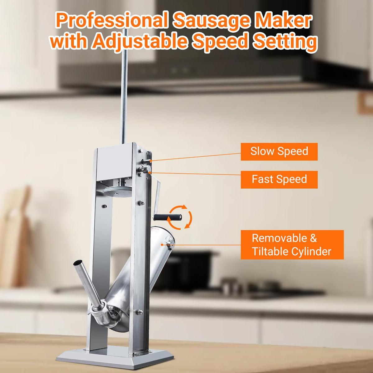 Manual Stainless Steel Sausage Stuffer with 5 Stuffing Tubes A309