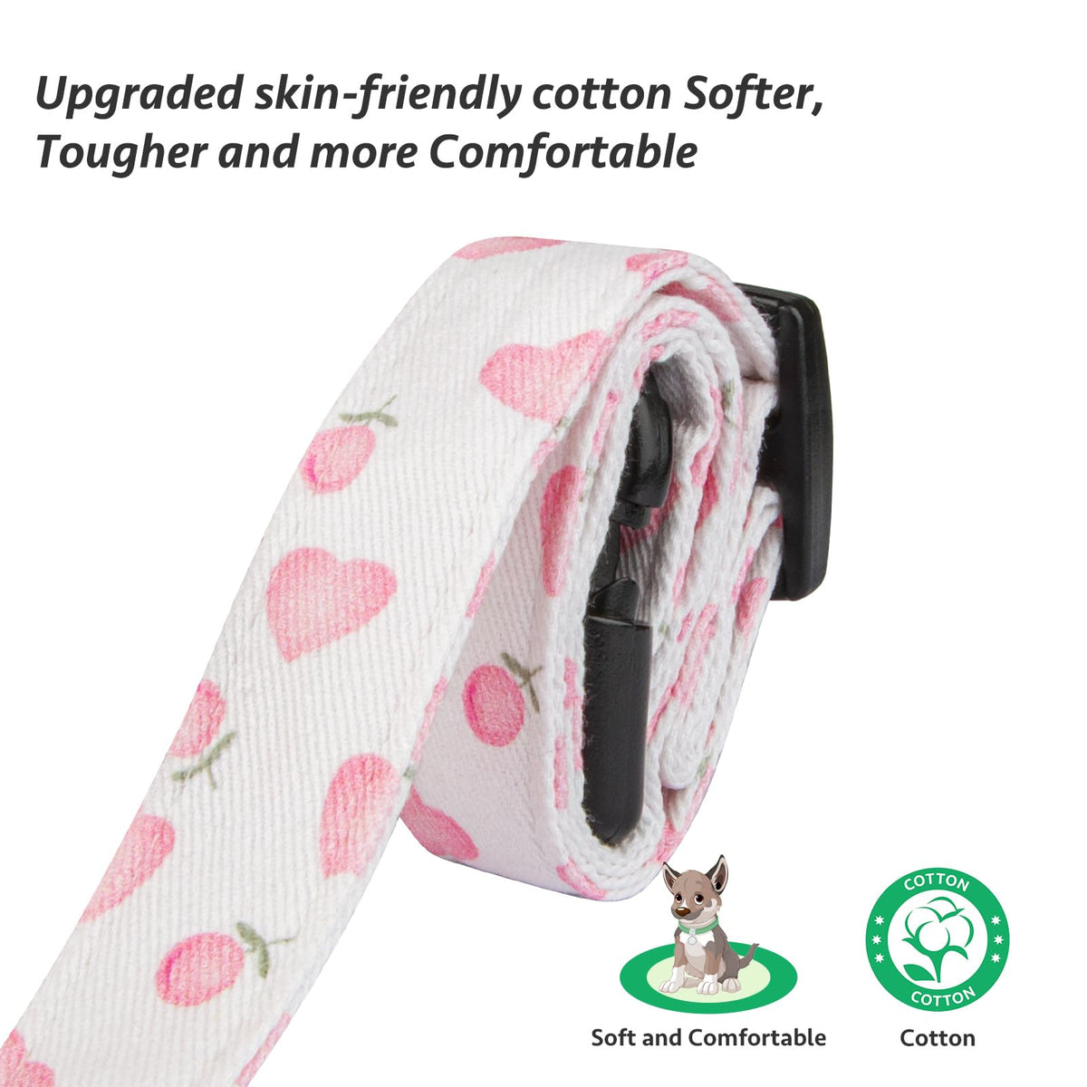 Cotton Dog Collar White and Pink Love Heart with Pendant F814967