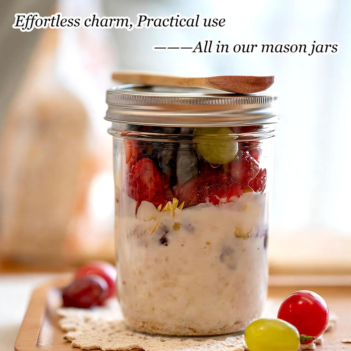 16 oz & 8 oz Clear Glass Mason Jars with Lids, Set of 18 H816558