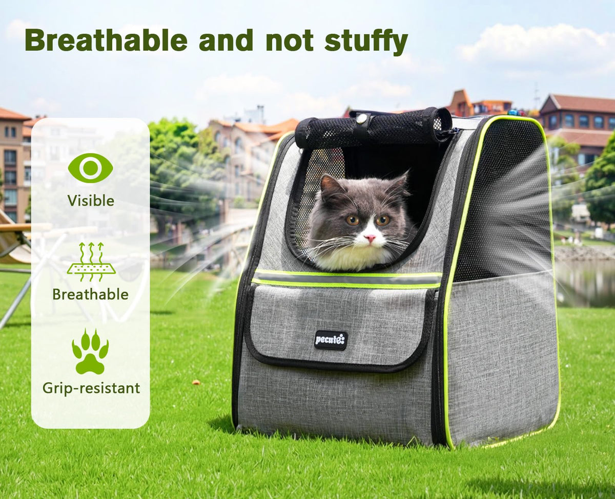 Expandable Cat Backpack Carrier with Ventilated Mesh, Grey C86885
