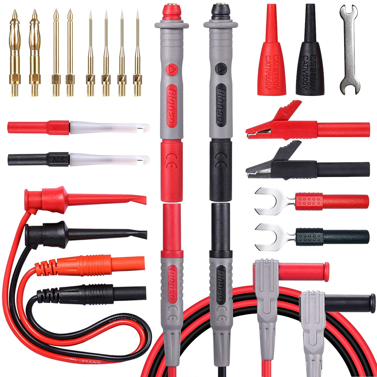25-Piece Multimeter Leads Kit with Probes, Alligator Clips, Test Hooks and Back Probe Pins L19595