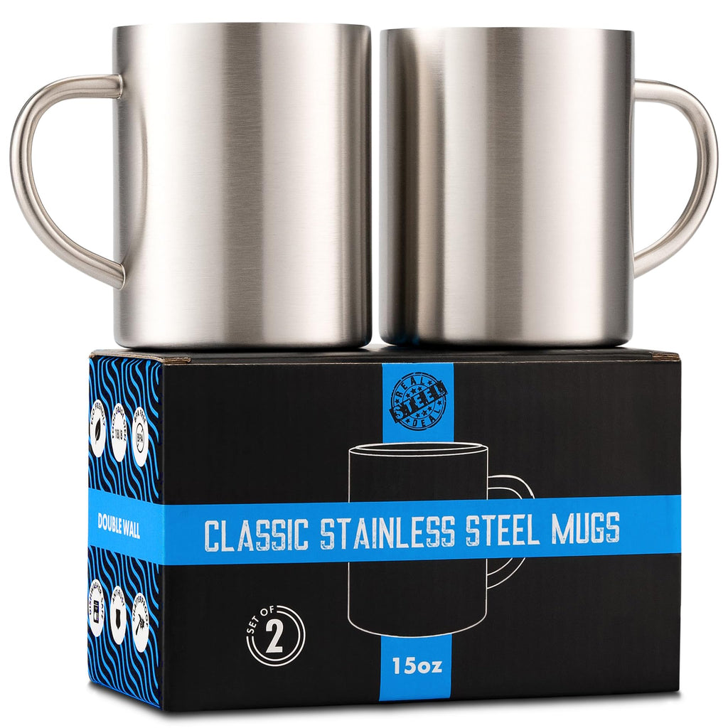 15 oz Double Wall Stainless Steel Insulated Mug Set of 2 F606