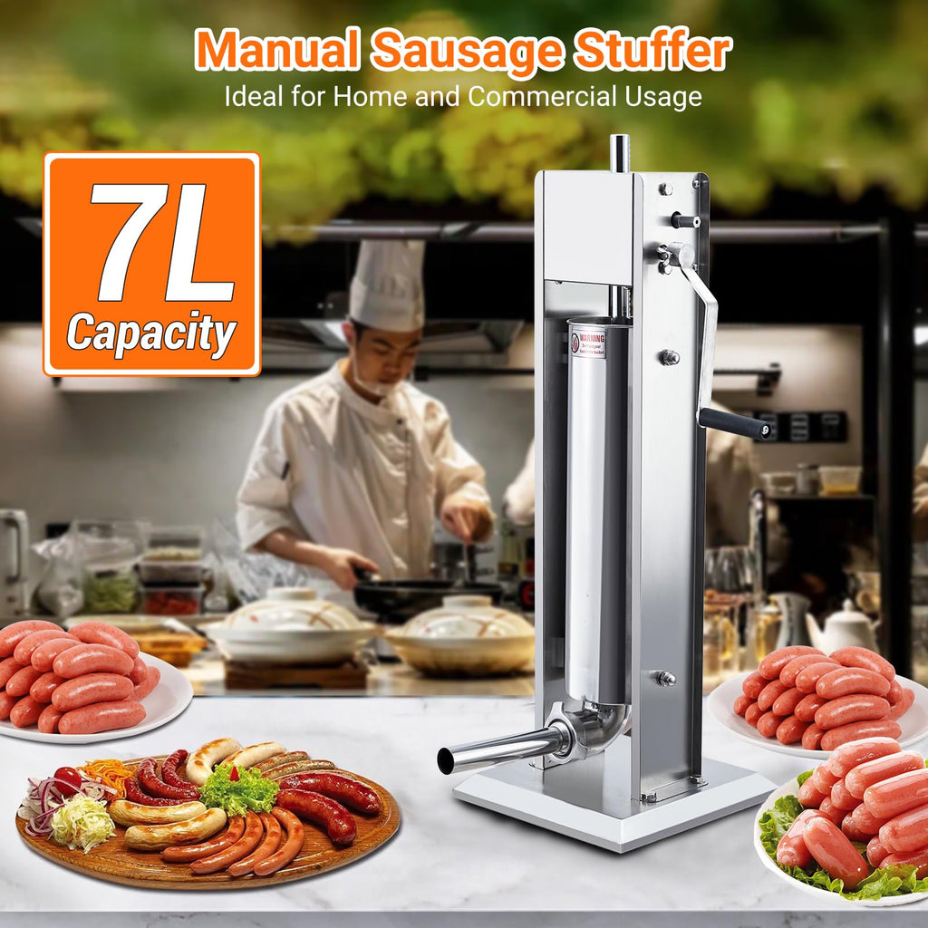 Manual Stainless Steel Sausage Stuffer with 5 Stuffing Tubes A309