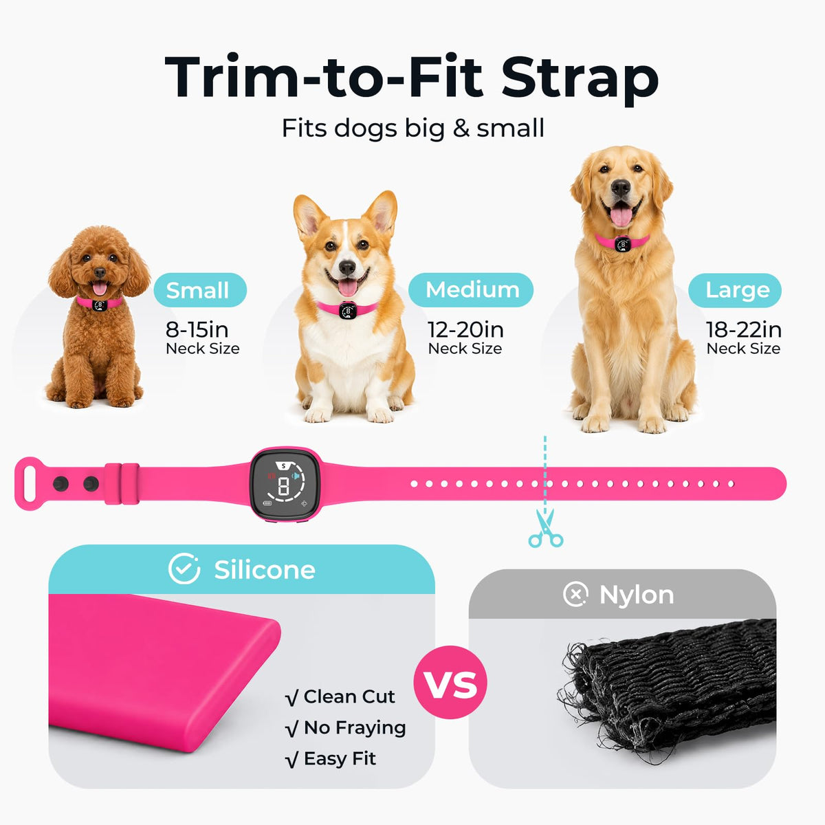 No Bark Collar with Silicone Strap, Pink I363541