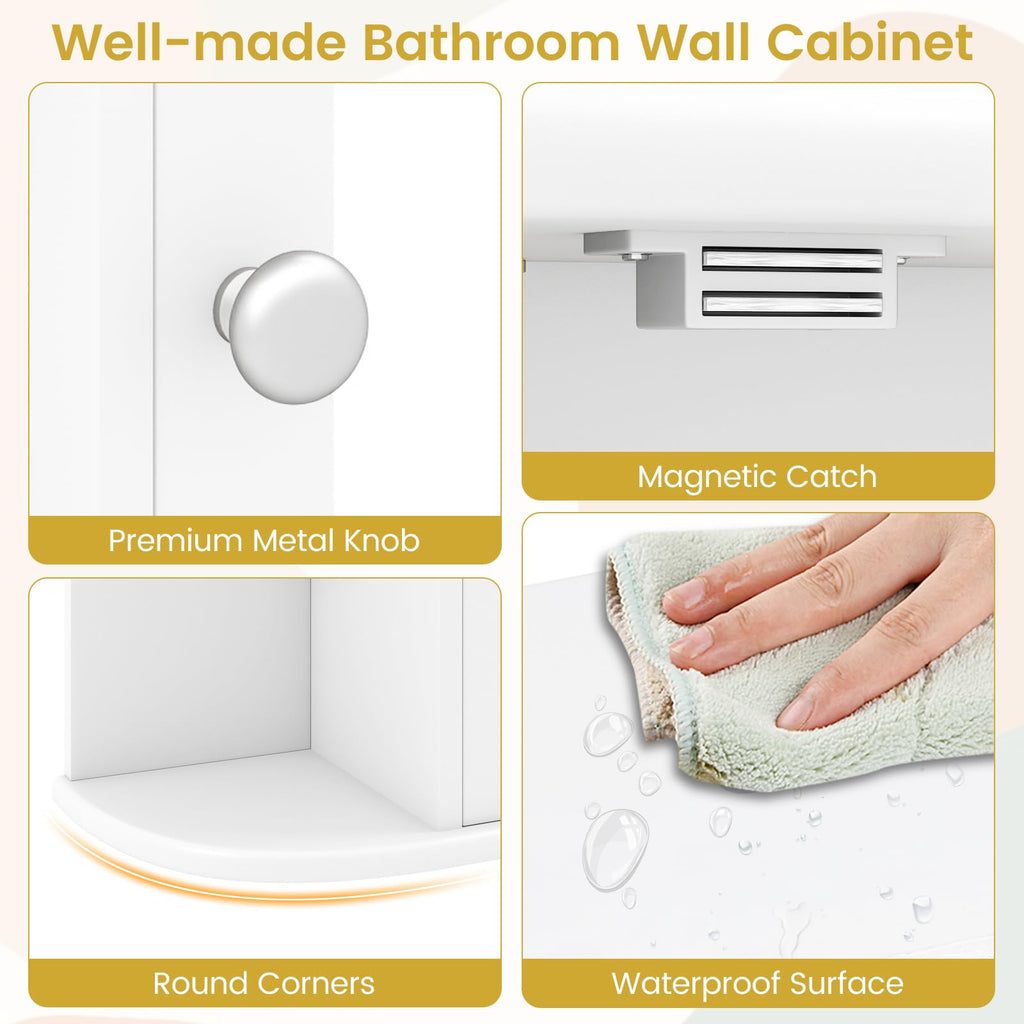 White Wall Mounted Medicine Cabinet with Mirror Z90814