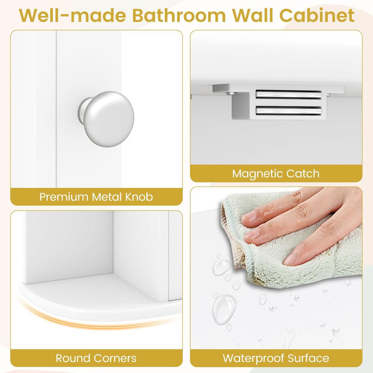 White Wall Mounted Medicine Cabinet with Mirror Z90814