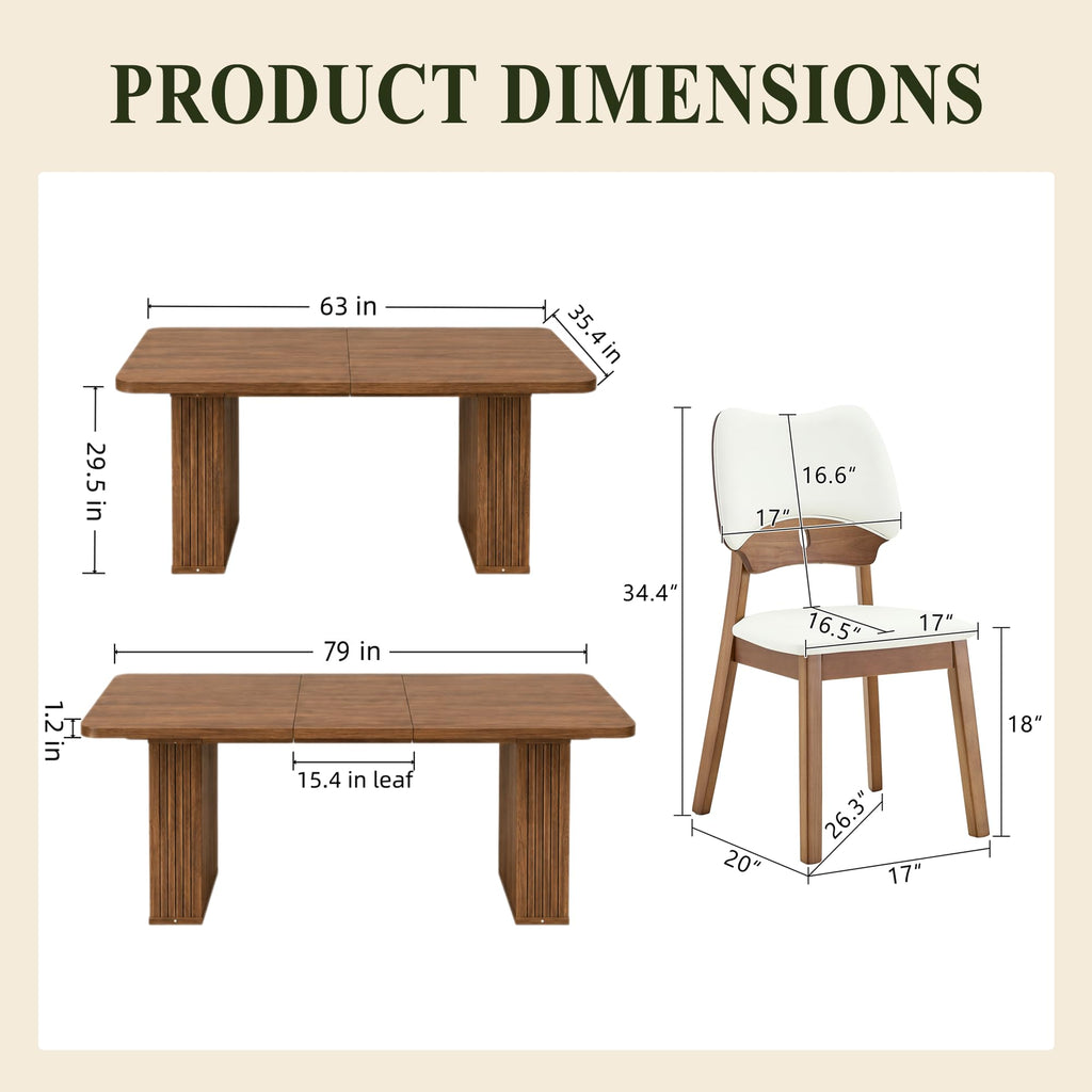 Walnut 9-Piece Extendable Dining Table Set with Storage W308