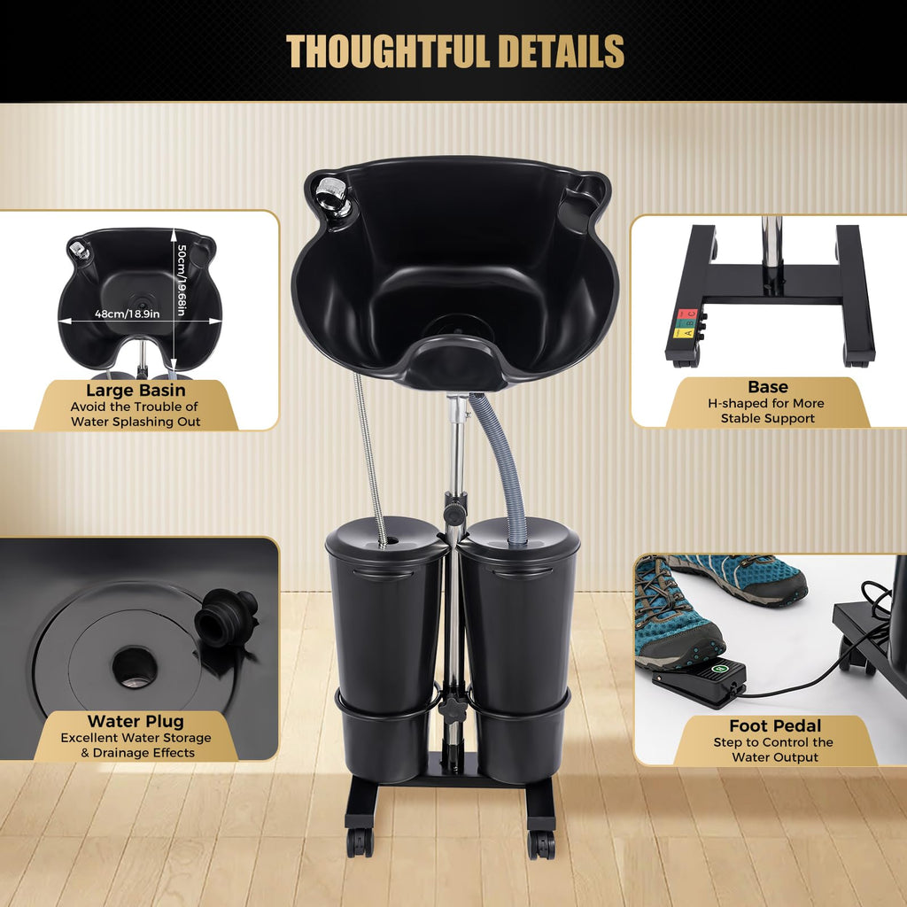 Portable Height Adjustable Shampoo Bowl with Electric Pump O19581