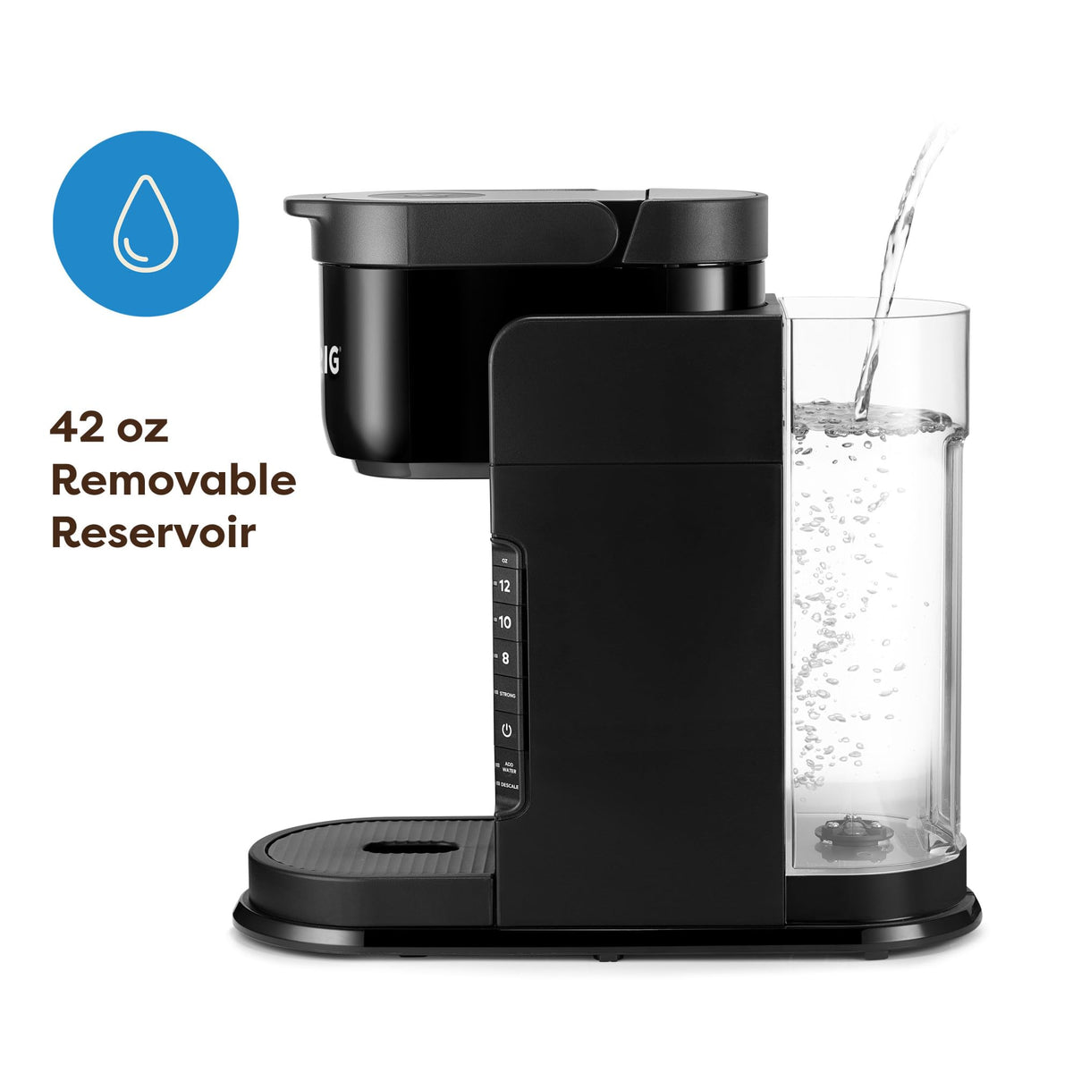 Single Serve K-Cup Pod Coffee Maker, 3 Brew Sizes, Black T894171