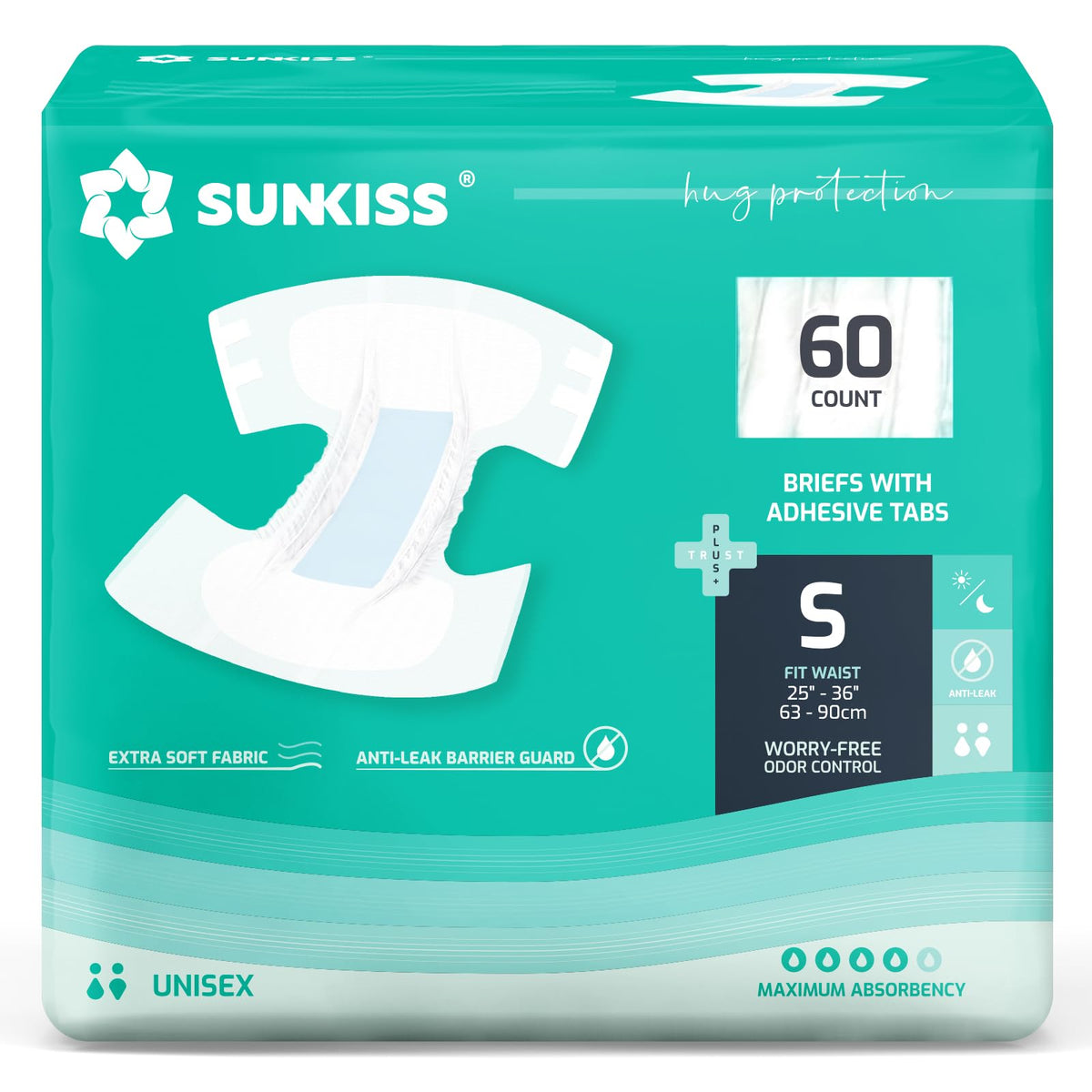 Adult Diapers with Tabs, Small, 60 Count T342