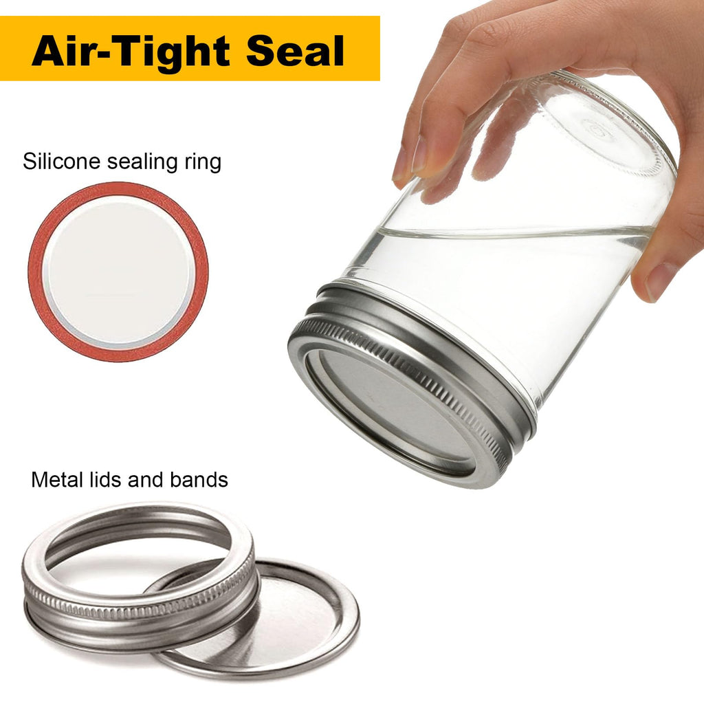16 oz & 8 oz Clear Glass Mason Jars with Lids, Set of 18 H816558
