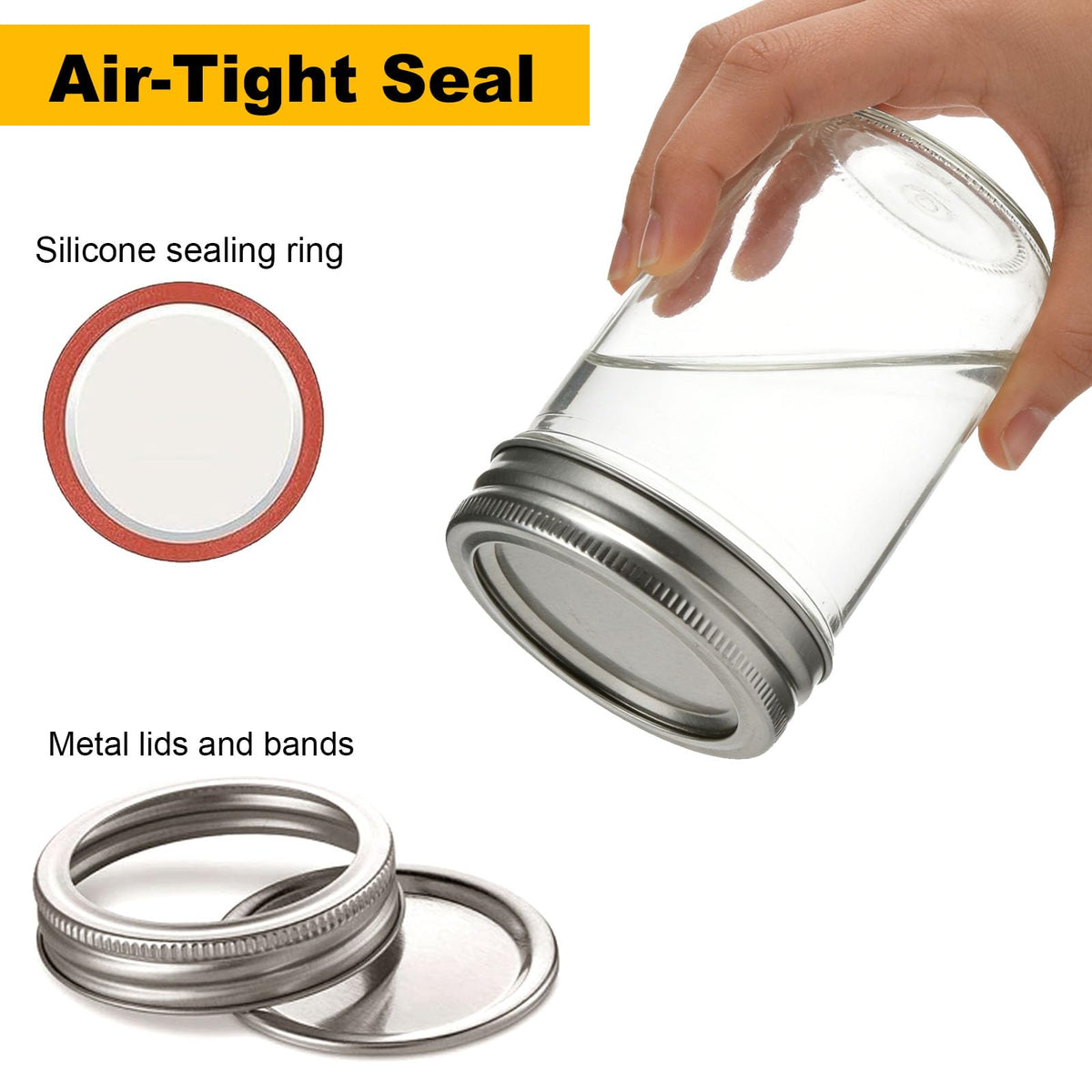 16 oz & 8 oz Clear Glass Mason Jars with Lids, Set of 18 H816558