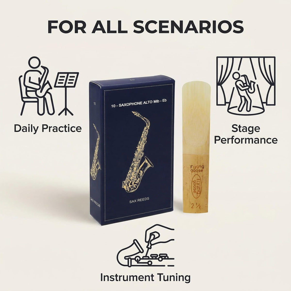Alto Saxophone Reeds Strength 2.5 Natural Cane 10-Pack C7438