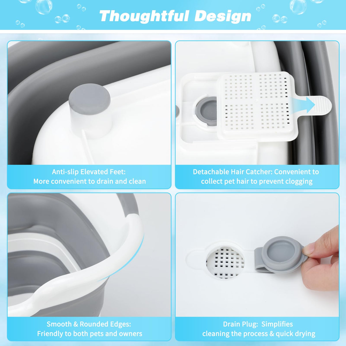 27L Raised Collapsible Dog Bathtub with Drain T382382