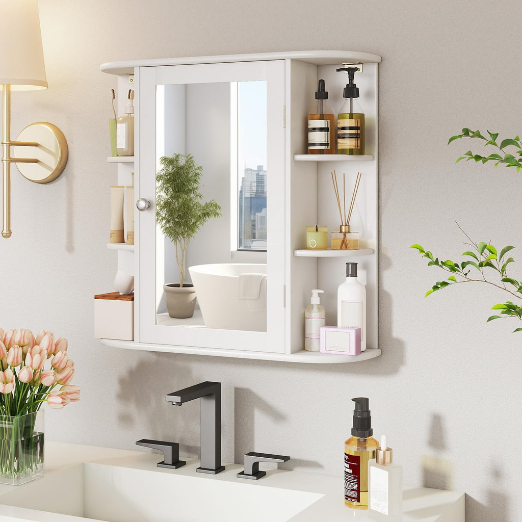 White Wall Mounted Medicine Cabinet with Mirror Z90814