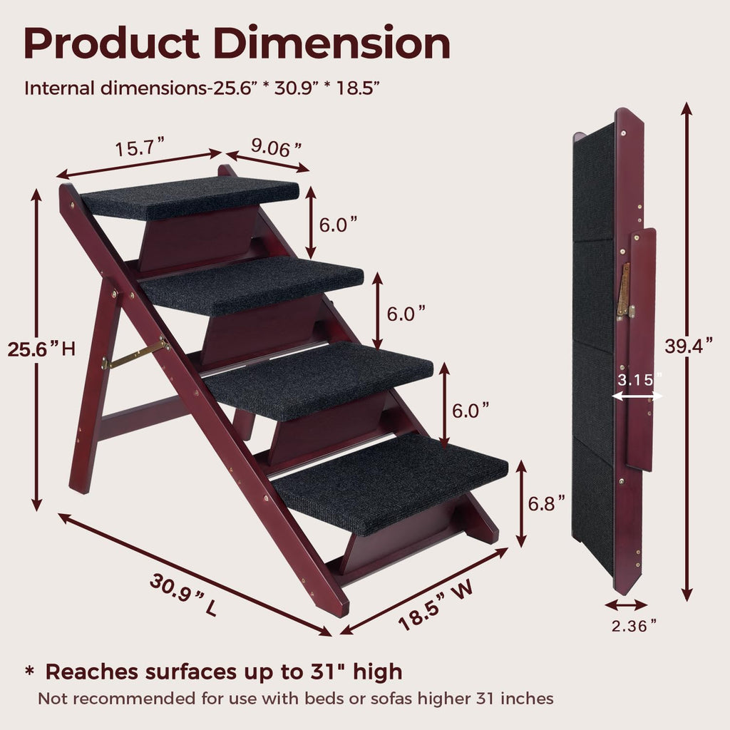 Foldable 4 Steps Wooden Dog Stairs N30190
