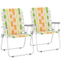 Yellow & Green Webbed Lawn Chairs Set of 2 J67140