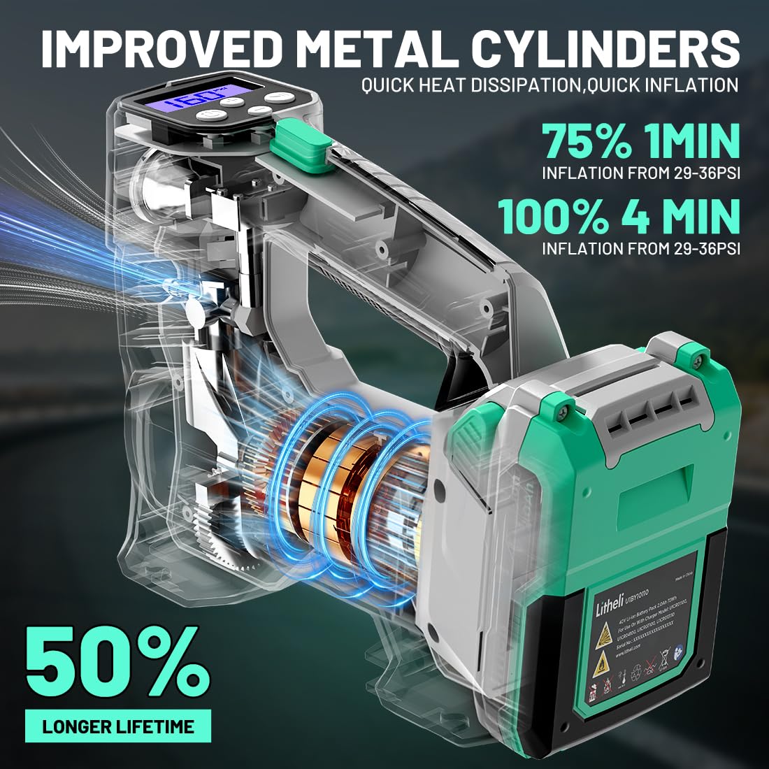 20V Cordless Tire Inflator Air Compressor with Digital Pressure Gauge O4515