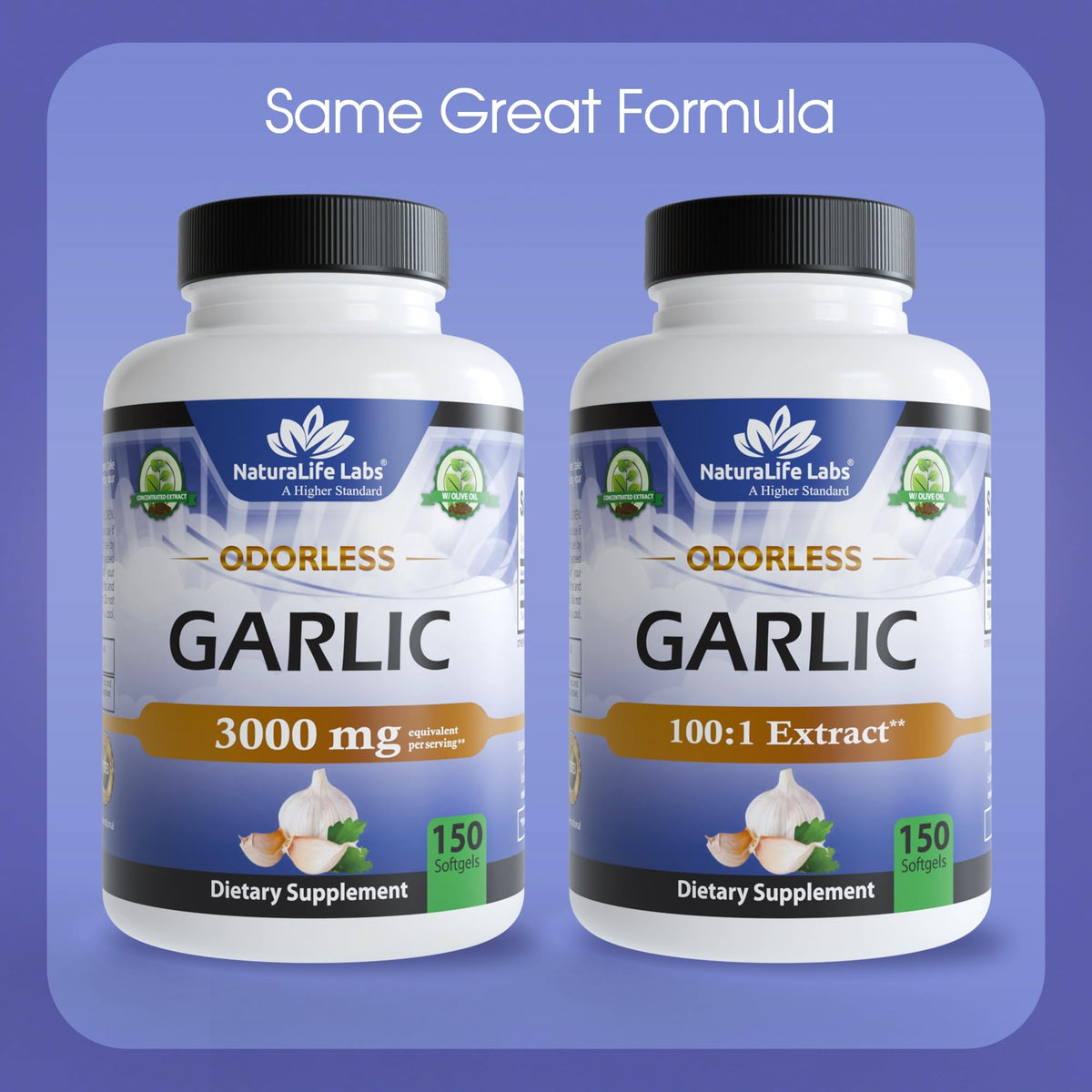 Odorless Garlic 100:1 Extract with Olive Oil 150 Softgels S177998