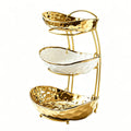 3 Tier Ceramic Fruit Bowl with Metal Stand Y63627