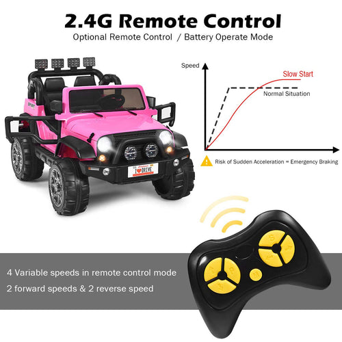 12V Battery Powered Ride on Truck with Remote Control, Pink Z849485