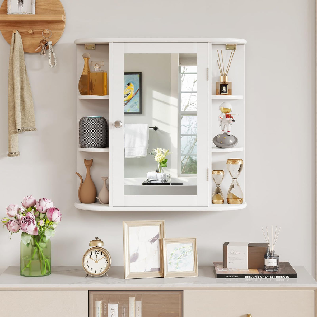 White Wall Mounted Medicine Cabinet with Mirror Z90814